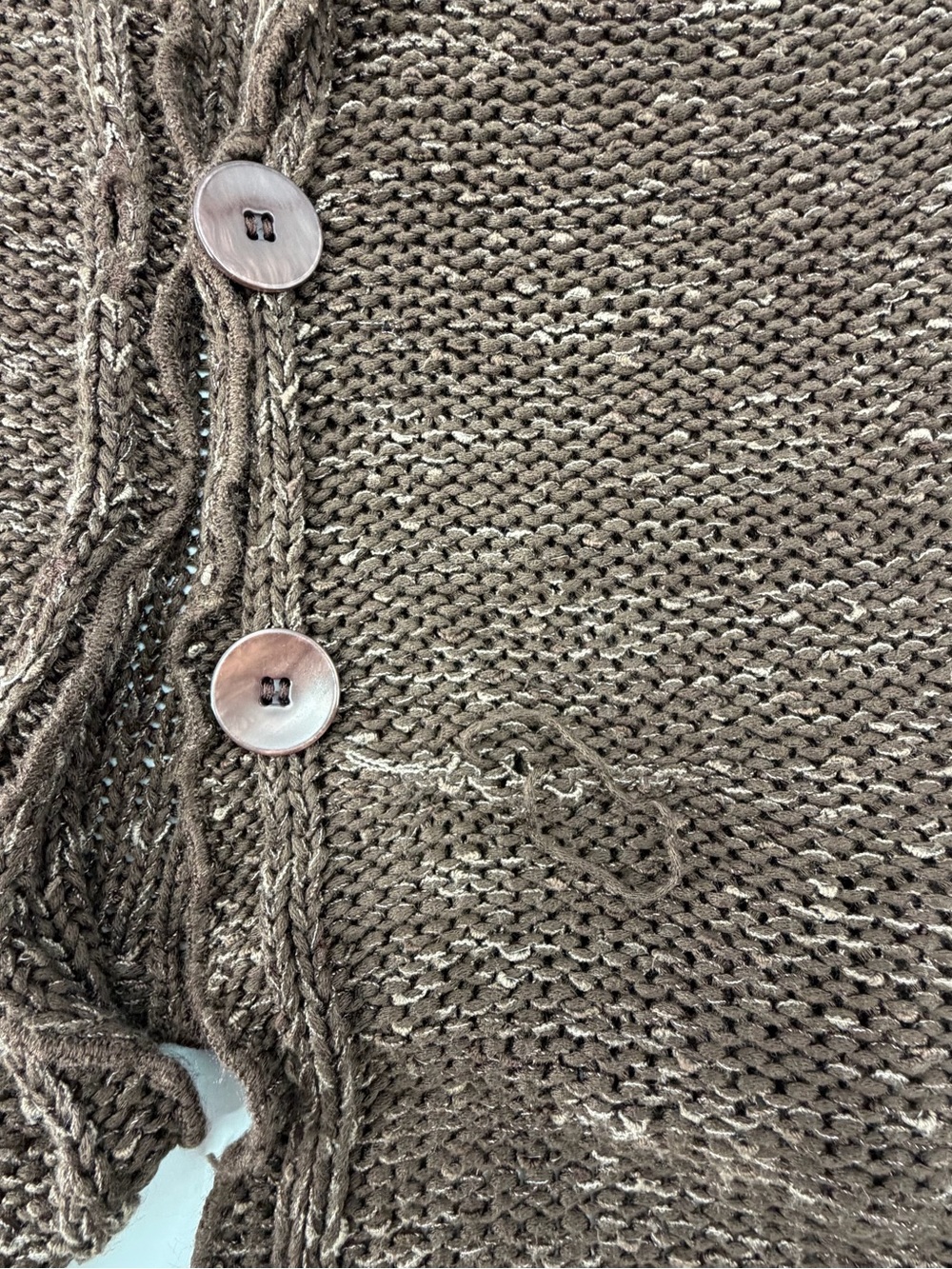 Vintage BCBGMaxAzria Brown Open-Knit Button-Front‎ Cardigan - Picture 8 of 8